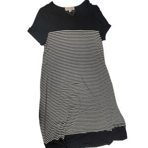 Daisy‎ Island Black White Striped Short Sleeve Casual Dress Womens